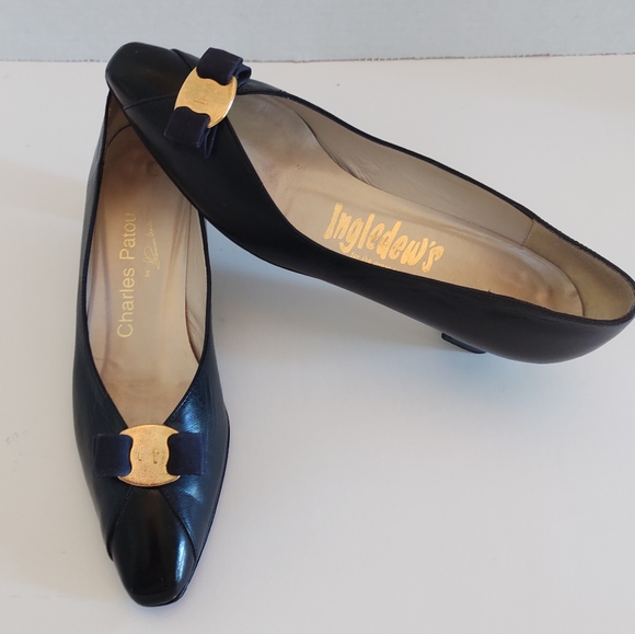 Timeless Navy Blue Leather Pumps | 7.5 N THOMAS WALLACE for Charles Patou - Picture 5 of 10